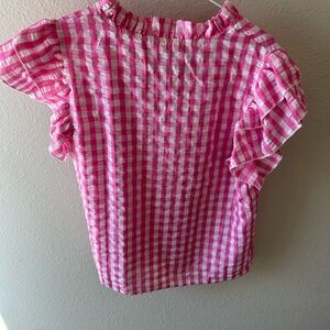 Women’s Pink Gingham Ruffle Sleeve Boutique Top